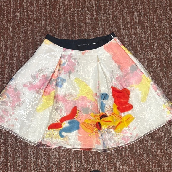Sachin + Babi Floral Skater Skirt mini skirt silk watercolor embellished size 4